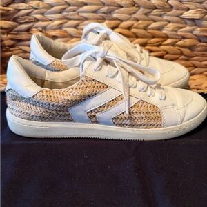 Dolce Vita White and Tan Ratan detail Sneakers